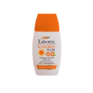 فلوئید ضد آفتاب بی‌رنگ دست، صورت لابورن SPF 50 مدل Hyaluronic Acid ‌محافظ UVA ،UVB مناسب برای انواع پوست حجم 50 میلی‌لیتر