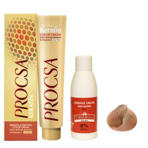 کیت رنگ مو پروکسا سری Natural شماره 9 حجم 100 میلی لیتر رنگ بلوند خیلی روشن به همراه اکسیدان مدل گلیسیرینه 9 درصدی حجم 120 میلی لیتر